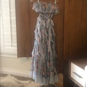 Zimmerman dot floral silk chiffon strapless dress